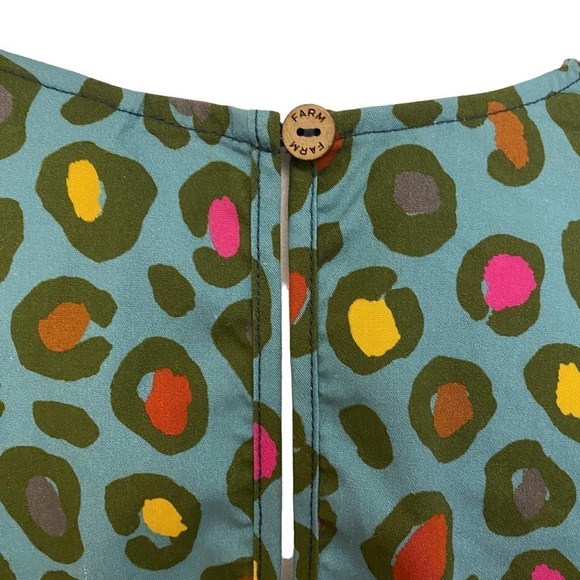 Anthropologie Farm Womens Rio Hanya Puff Sleeve Blouse Leopard Blue Size Medium - Picture 7 of 12
